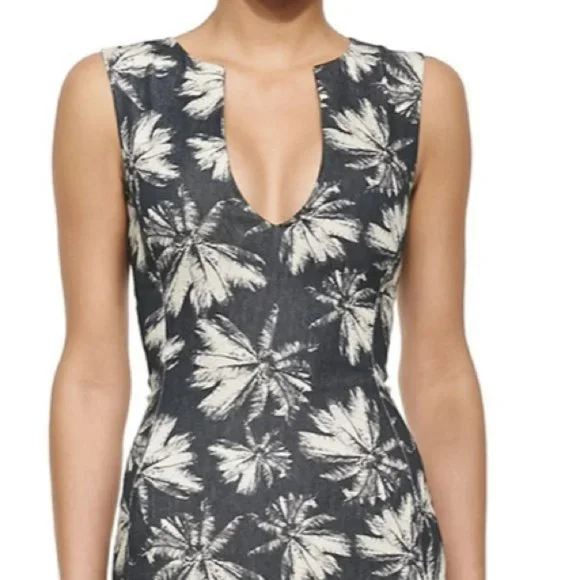 L'AGENCE | Dresses | Lagence Sleeveless Palm Treeprint Shift Dress Linen  Palmmidnight | Poshmark